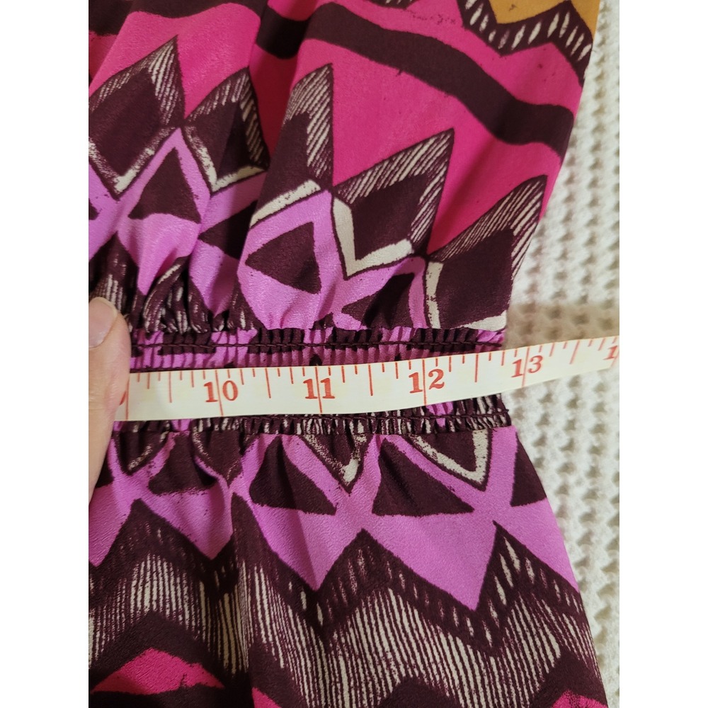 Ann Taylor LOFT Aztec Chevron Maxi Dress Boho Plum Pink Small Tall ST Sleeveless - Picture 4 of 9